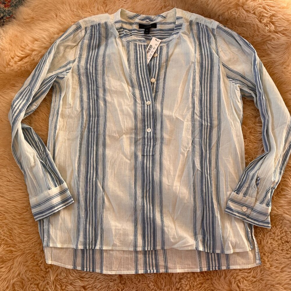 *Vintage* J.Crew Collarless Popover in "seashore stripe"